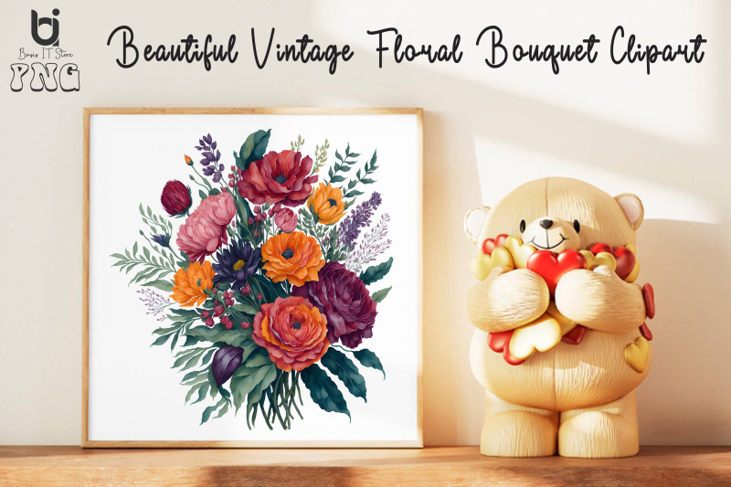 beautiful-vintage-floral-bouquet-clipart-mug-sublimation