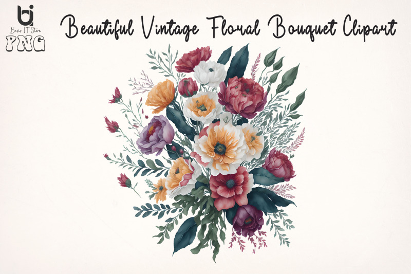 beautiful-vintage-floral-bouquet-clipart-mug-sublimation