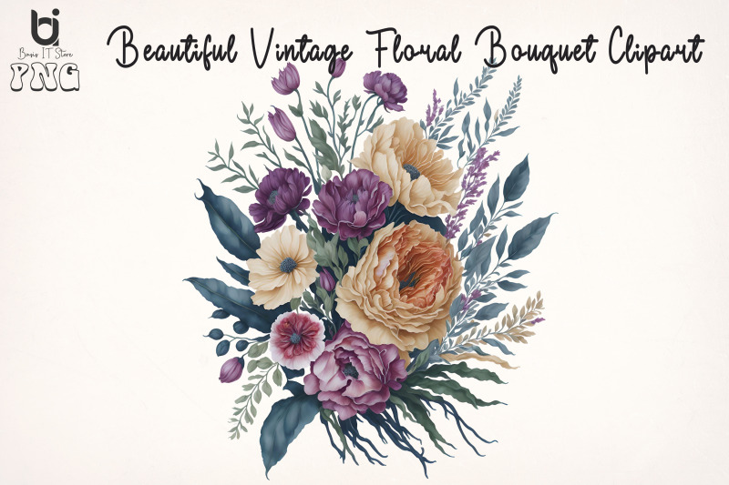 beautiful-vintage-floral-bouquet-clipart-mug-sublimation