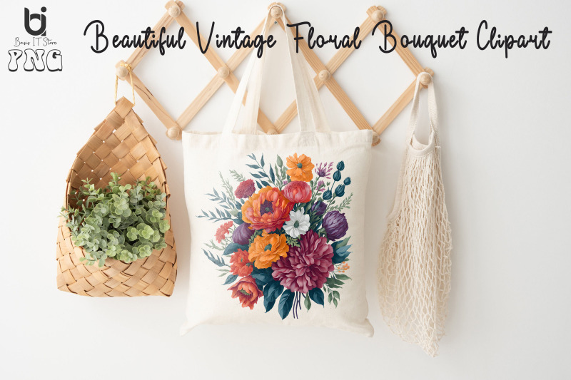 beautiful-vintage-floral-bouquet-clipart-mug-sublimation