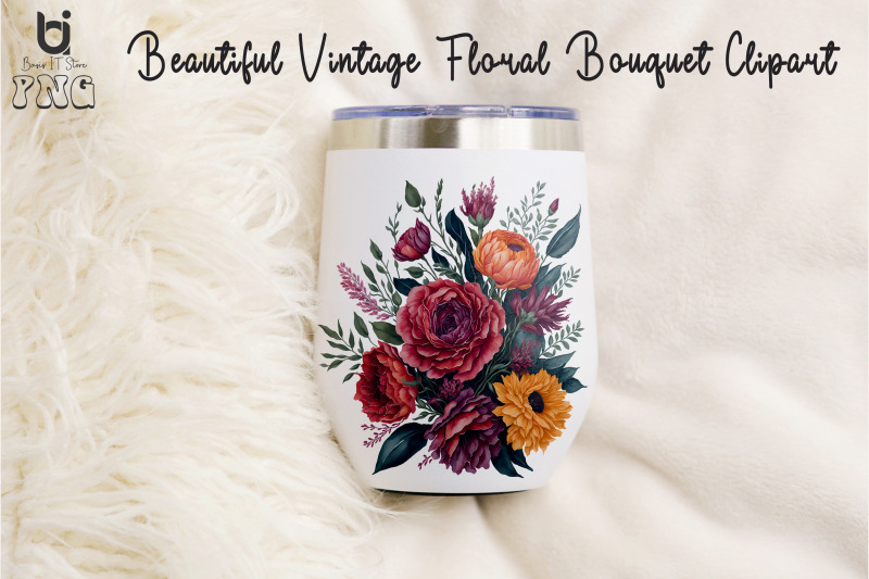 beautiful-vintage-floral-bouquet-clipart-mug-sublimation