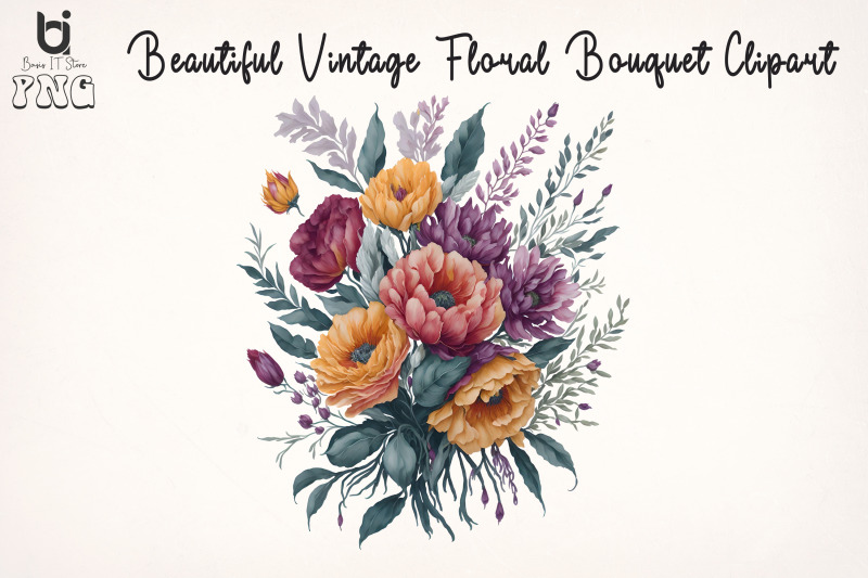 beautiful-vintage-floral-bouquet-clipart-mug-sublimation