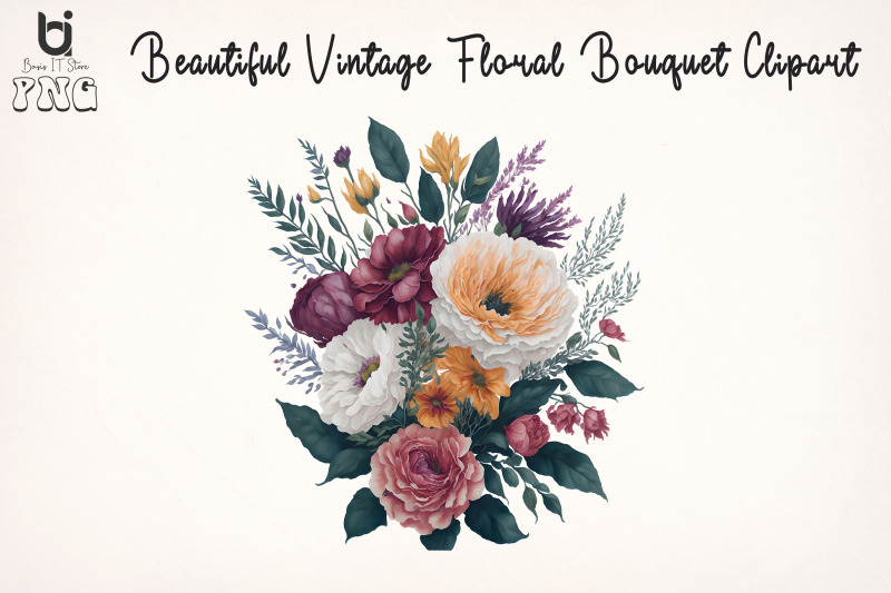 beautiful-vintage-floral-bouquet-clipart-mug-sublimation