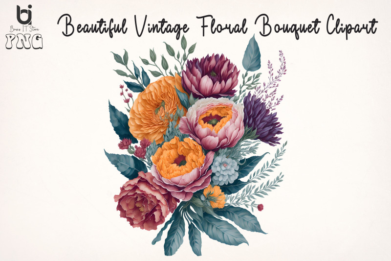 beautiful-vintage-floral-bouquet-clipart-mug-sublimation