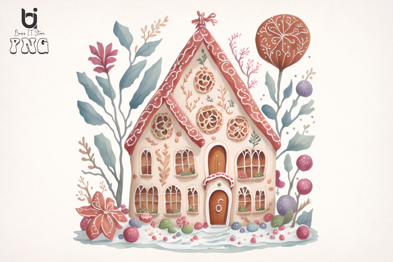 christmas-cake-house-clipart-mug-sublimation-design