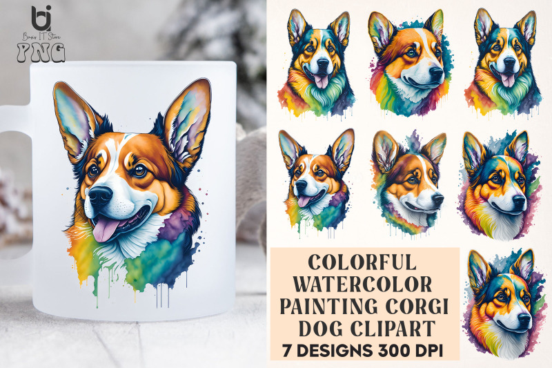 colorful-watercolor-painting-corgi-dog-clipart-mug-design