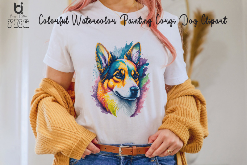 colorful-watercolor-painting-corgi-dog-clipart-mug-design