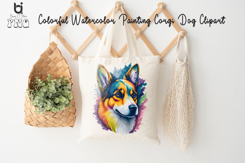 colorful-watercolor-painting-corgi-dog-clipart-mug-design