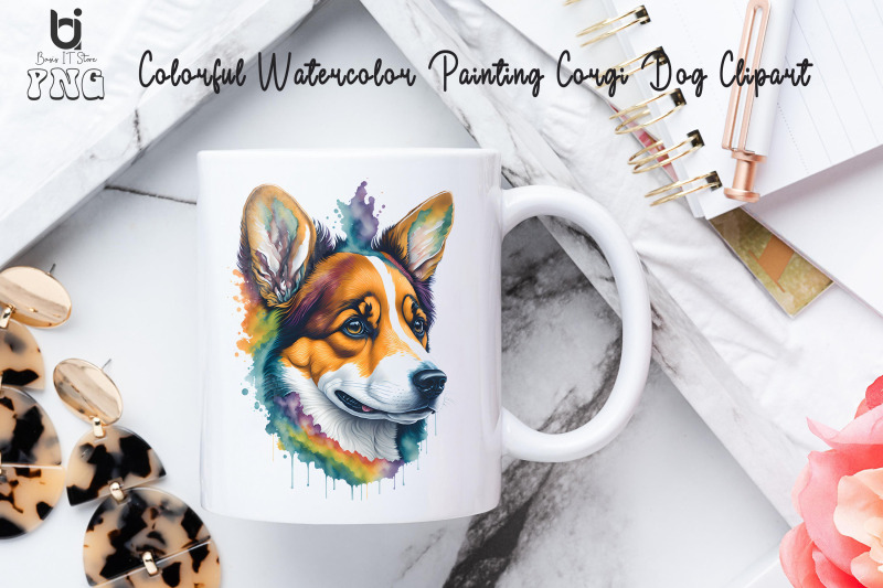 colorful-watercolor-painting-corgi-dog-clipart-mug-design