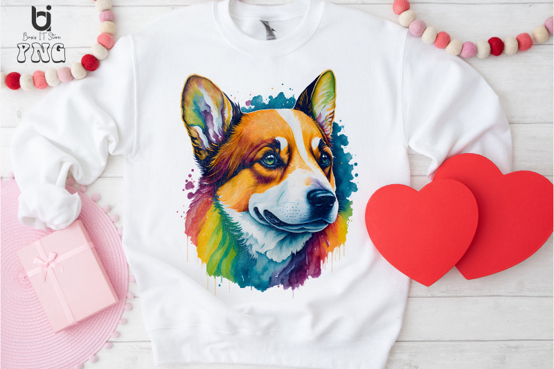 colorful-watercolor-painting-corgi-dog-clipart-mug-design