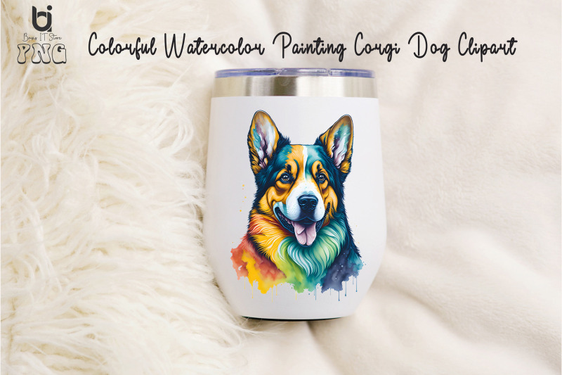 colorful-watercolor-painting-corgi-dog-clipart-mug-design