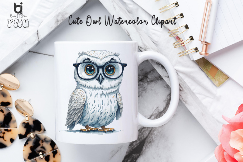 cute-owl-watercolor-clipart-owl-mug-sublimation-png-design