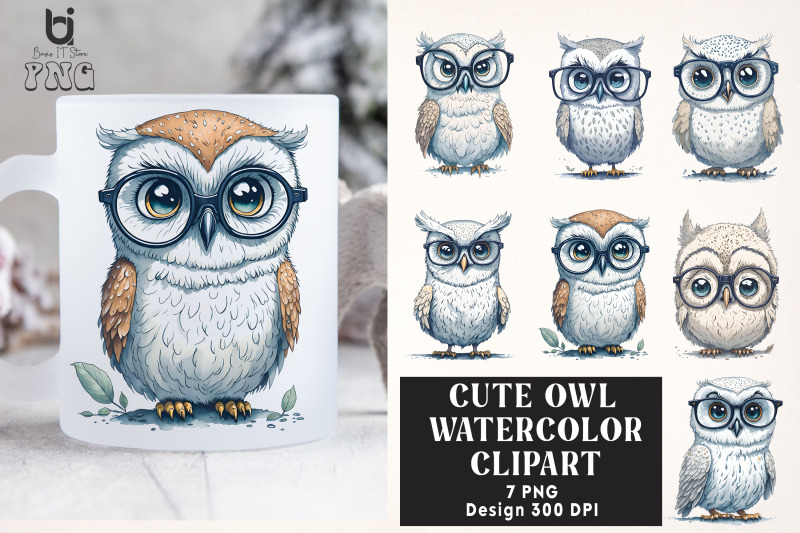 cute-owl-watercolor-clipart-owl-mug-sublimation-png-design