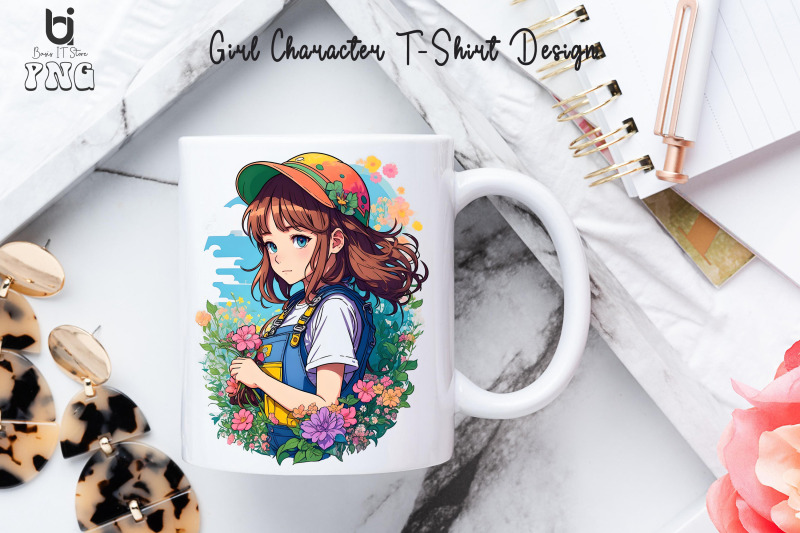 girl-character-t-shirt-design-girl-floral-sublimation-png