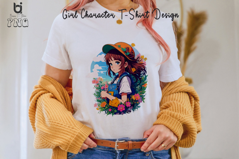 girl-character-t-shirt-design-girl-floral-sublimation-png