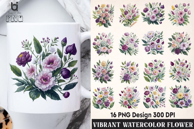 vibrant-watercolor-flowers-clipart-flowers-mug-png-design