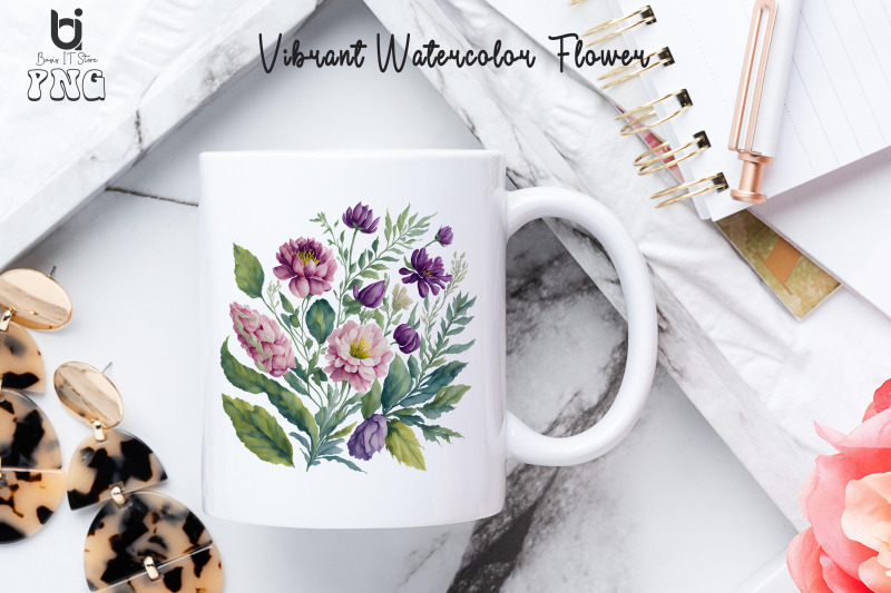 vibrant-watercolor-flowers-clipart-flowers-mug-png-design