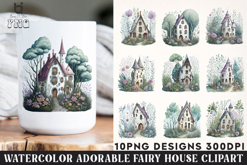 watercolor-adorable-fairy-house-clipart-mug-sublimation-png