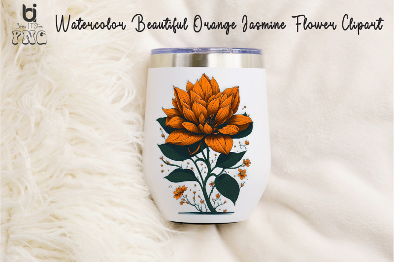 watercolor-beautiful-orange-jasmine-flower-clipart-mug-png