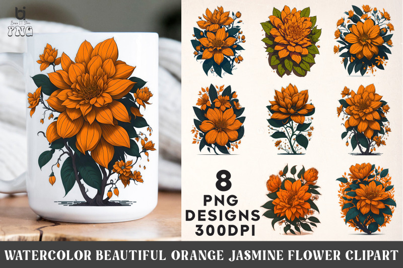 watercolor-beautiful-orange-jasmine-flower-clipart-mug-png