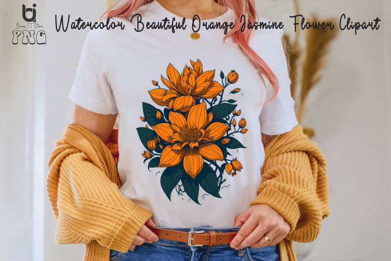 watercolor-beautiful-orange-jasmine-flower-clipart-mug-png