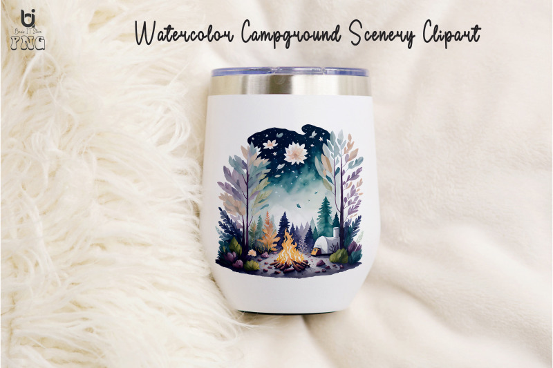 watercolor-campground-scenery-clipart-t-shirt-design