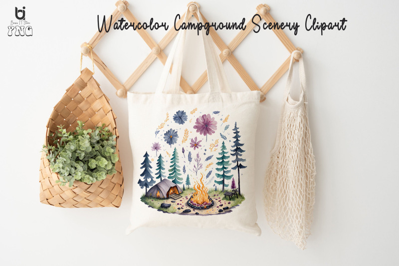 watercolor-campground-scenery-clipart-t-shirt-design