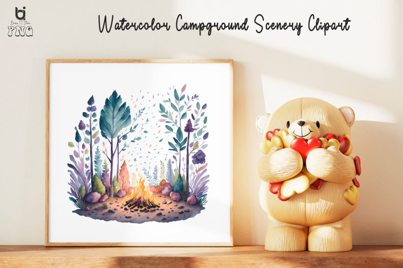 watercolor-campground-scenery-clipart-t-shirt-design