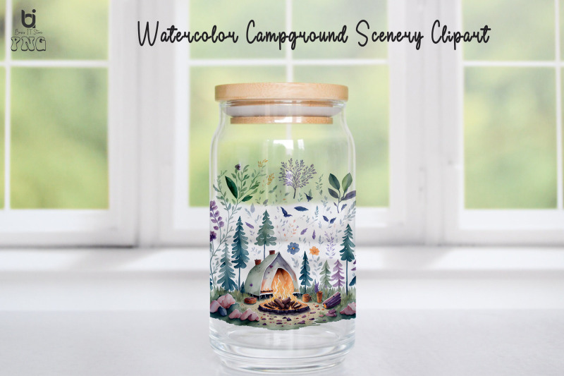 watercolor-campground-scenery-clipart-t-shirt-design