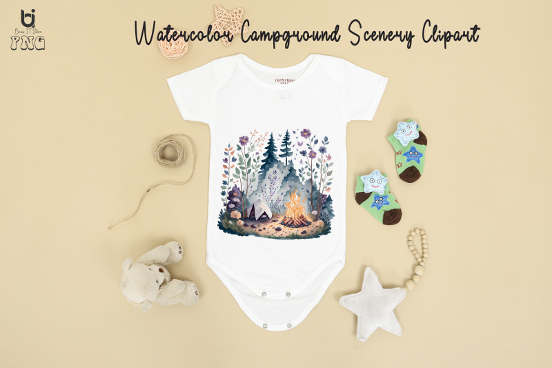 watercolor-campground-scenery-clipart-t-shirt-design