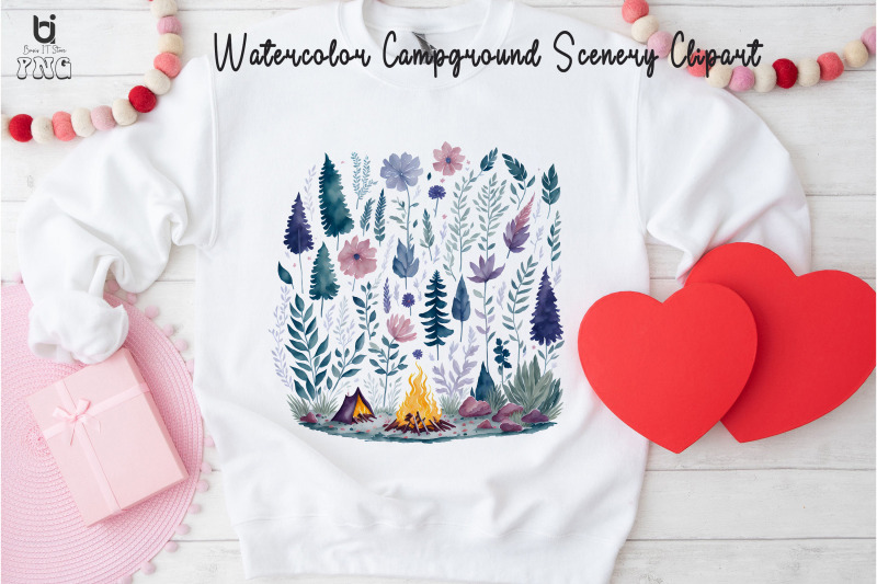 watercolor-campground-scenery-clipart-t-shirt-design