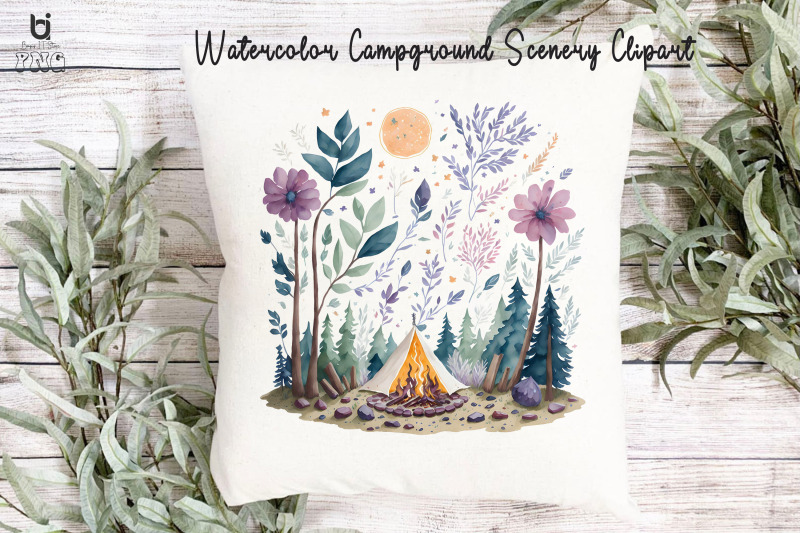 watercolor-campground-scenery-clipart-t-shirt-design