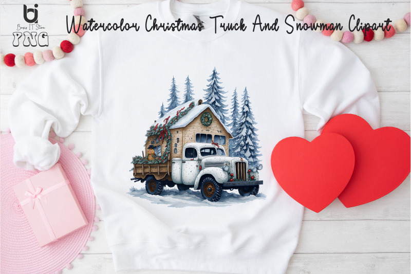 watercolor-christmas-truck-and-snowman-clipart-mug-png-file