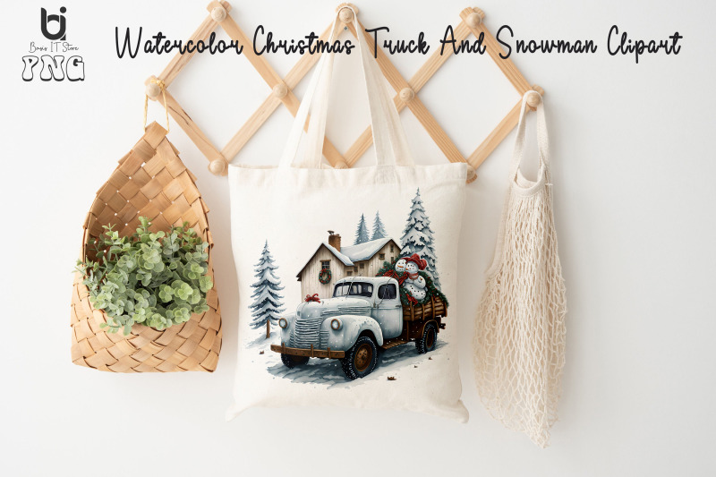 watercolor-christmas-truck-and-snowman-clipart-mug-png-file