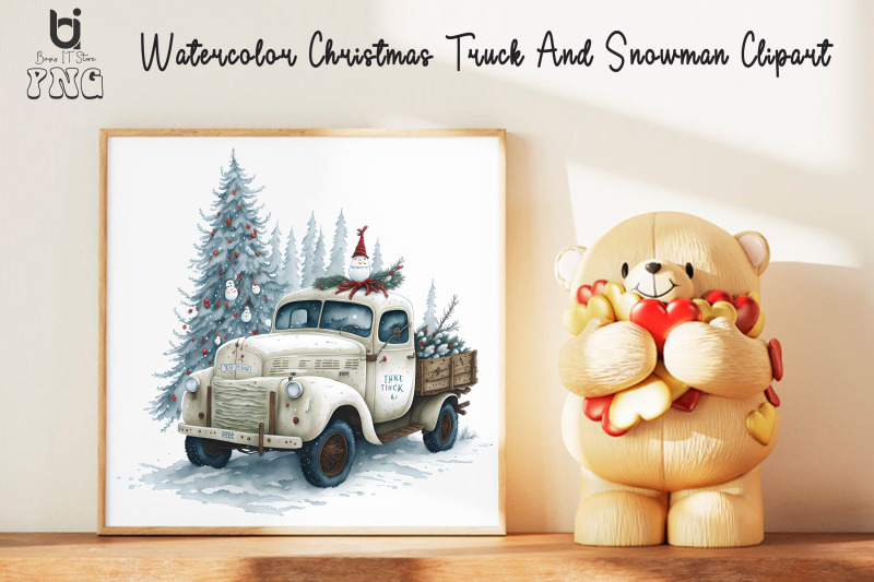 watercolor-christmas-truck-and-snowman-clipart-mug-png-file