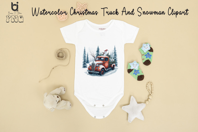 watercolor-christmas-truck-and-snowman-clipart-mug-png-file