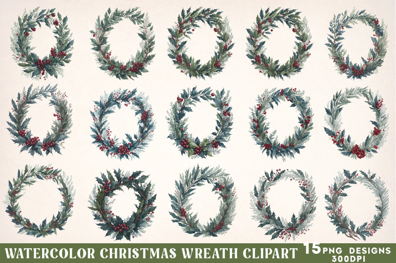 watercolor-christmas-wreath-clipart-christmas-sublimation