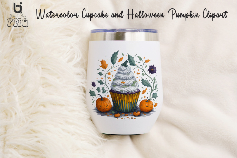watercolor-cupcake-and-halloween-pumpkin-clipart-mug-design