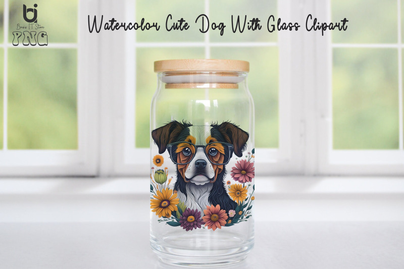 watercolor-cute-dog-with-glass-clipart-dog-mug-design