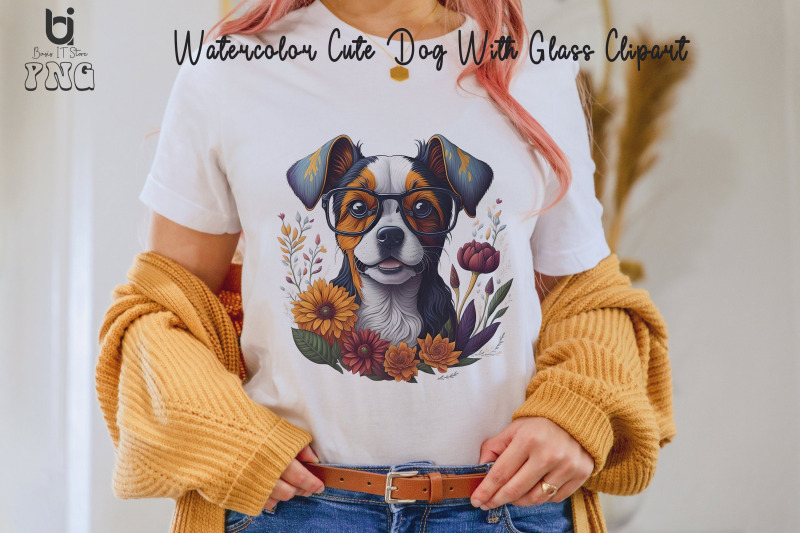 watercolor-cute-dog-with-glass-clipart-dog-mug-design