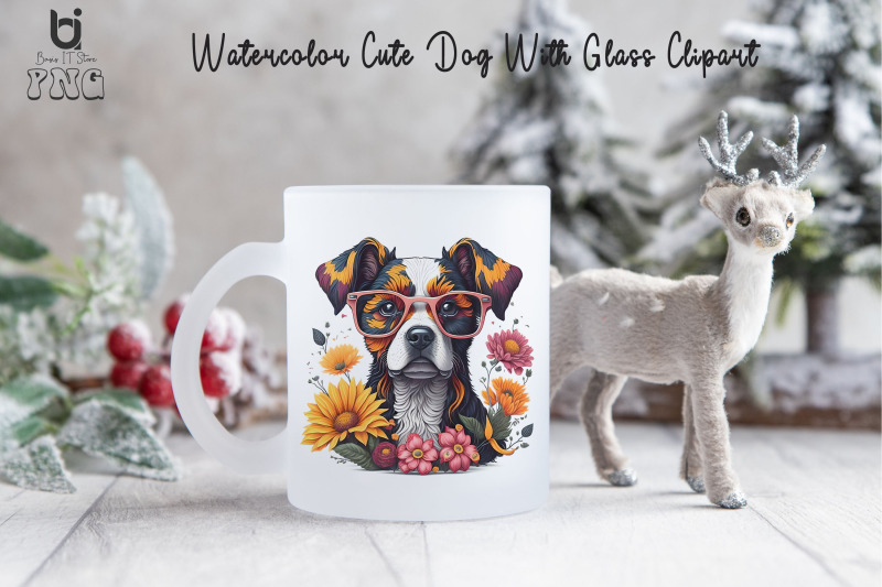 watercolor-cute-dog-with-glass-clipart-dog-mug-design