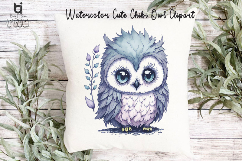 watercolor-cute-chibi-owl-clipart-owl-t-shirt-design