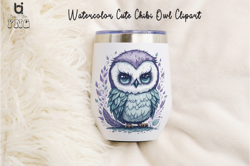 watercolor-cute-chibi-owl-clipart-owl-t-shirt-design