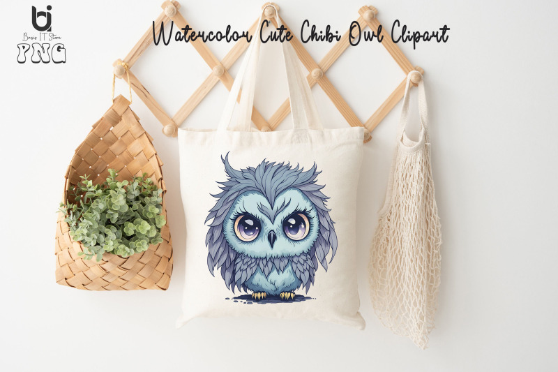 watercolor-cute-chibi-owl-clipart-owl-t-shirt-design