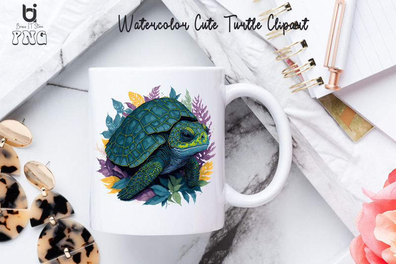 watercolor-cute-turtle-clipart-turtle-mug-sublimation-png