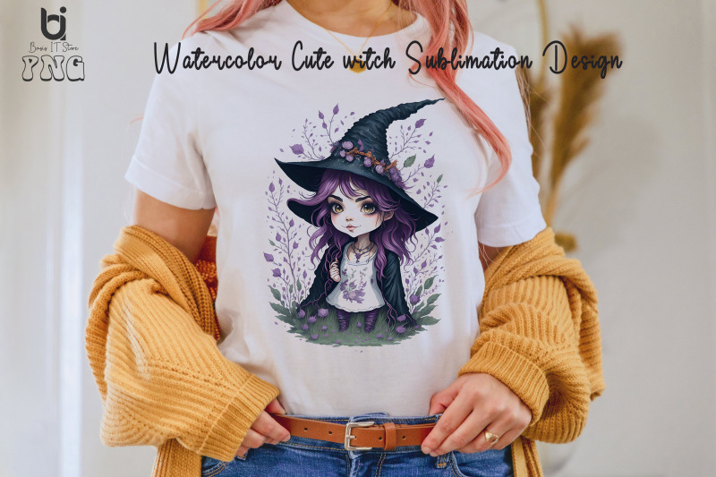 watercolor-cute-witch-sublimation-design-witch-t-shirt