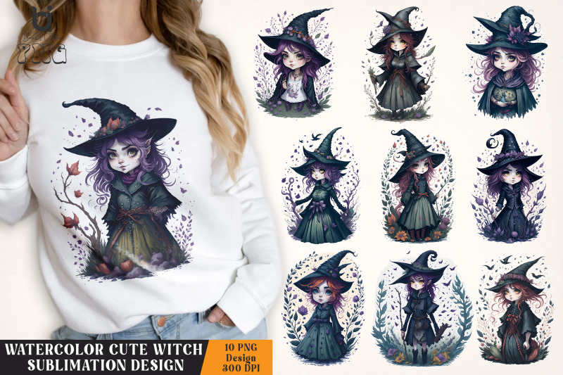 watercolor-cute-witch-sublimation-design-witch-t-shirt