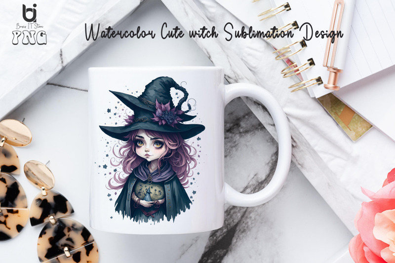 watercolor-cute-witch-sublimation-design-witch-t-shirt