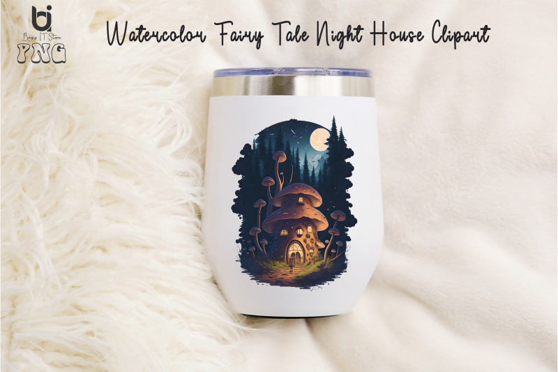 watercolor-fairy-tale-night-house-clipart-mug-sublimation