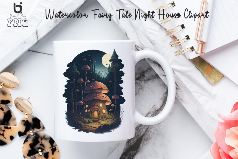 watercolor-fairy-tale-night-house-clipart-mug-sublimation